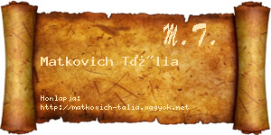 Matkovich Tália névjegykártya